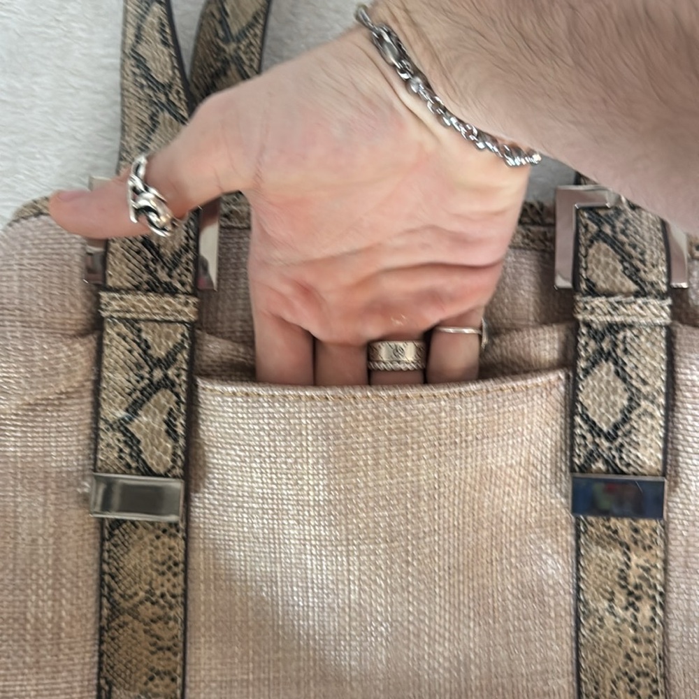 Fabulous Boho-Chic Python Snakeskin Trim Hobo Sho… - image 7